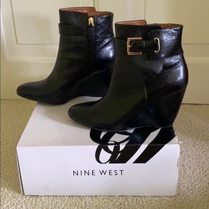 Nine West Wedge Buckle Booties